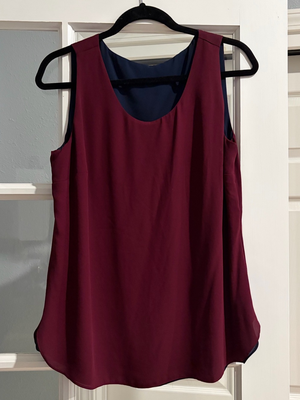 Sleeveless Reversible Burgundy & Navy Scoop Neck Women’s Tank Top